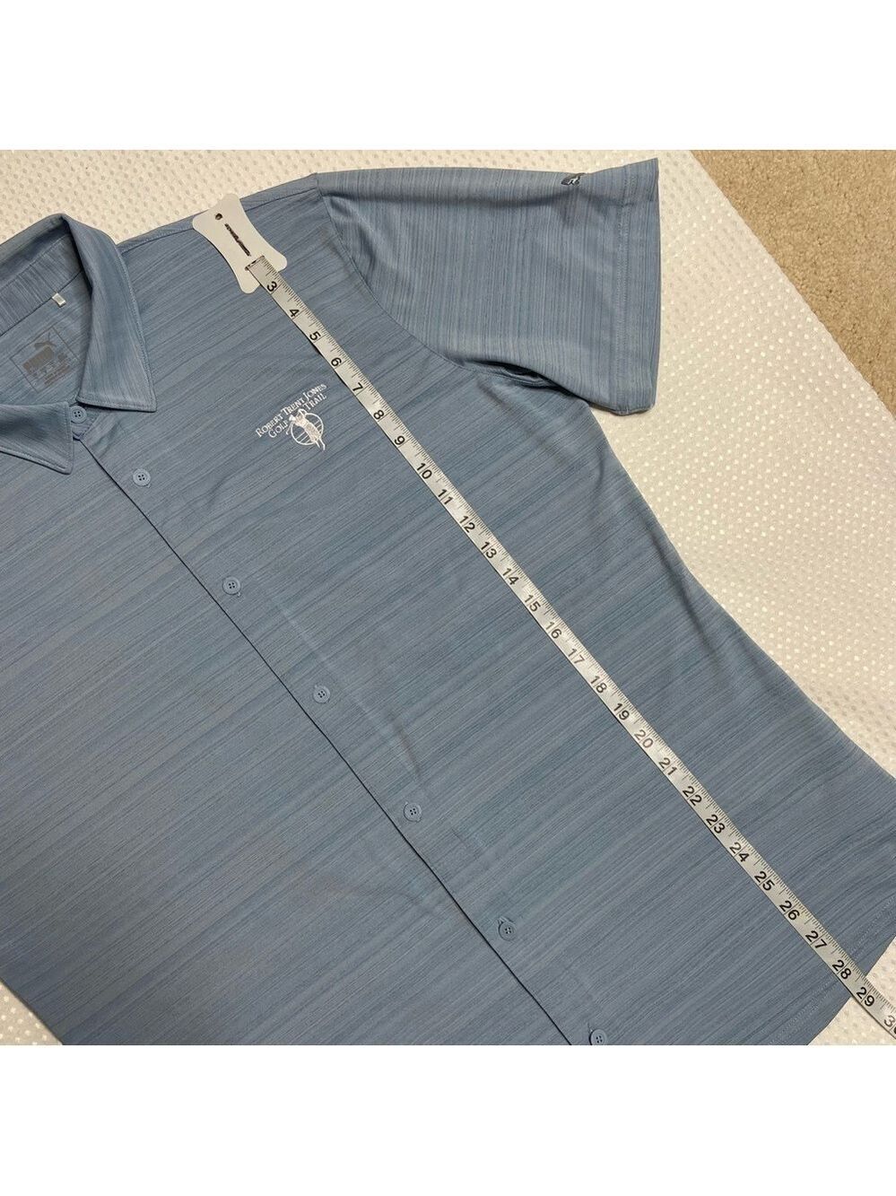 Puma Robert Trent Jones Golf Trail Sky Blue Button Front Shirt L - Picture 4 of 9